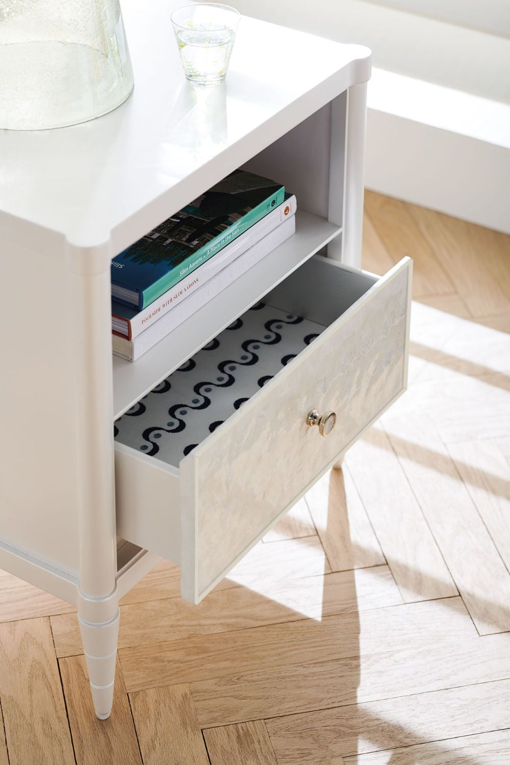 Caracole White Cap Bedside Table