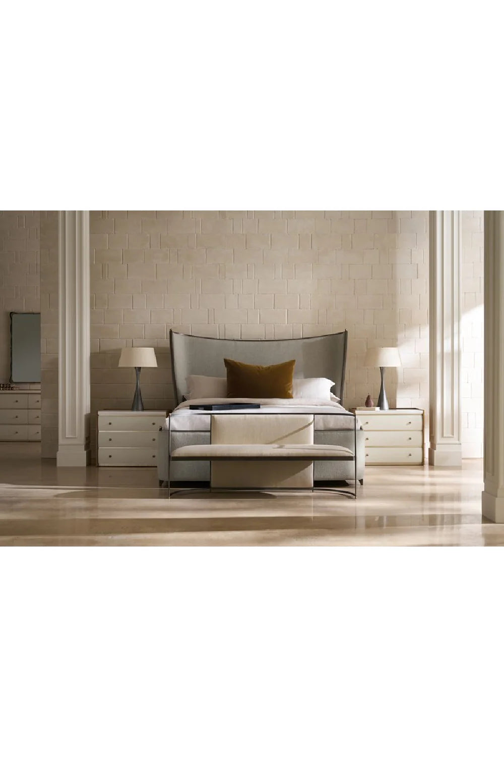 Curved Gray King Bed | Caracole Provence
