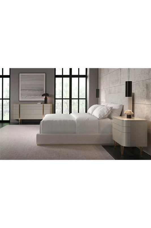 Caracole Cream Upholstered King Bed